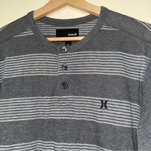 Men’s Hurley Brand Grey Striped Long Sleeve Casual Soft Simple Shirt Size: L - Picture 5 of 16